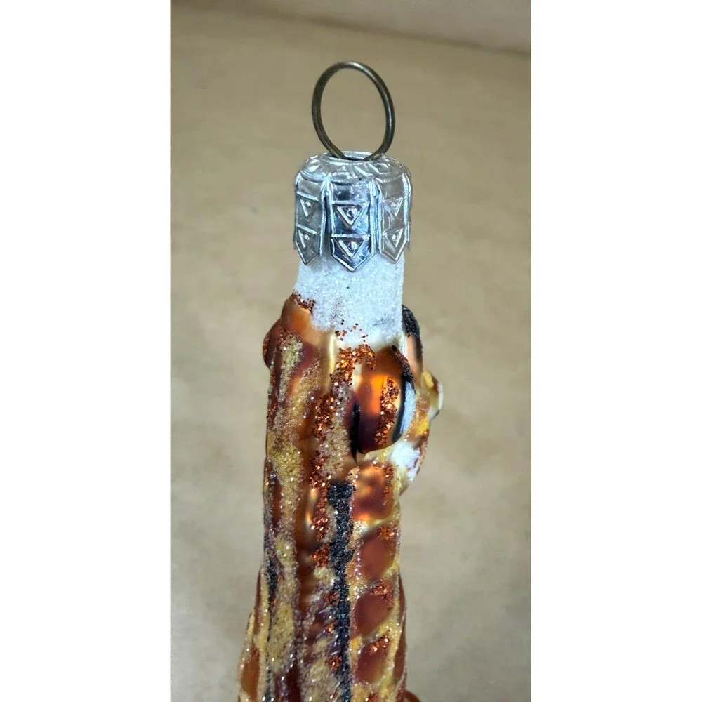 Vintage Slavic Treasures Glass Giraffe Christmas Ornament Poland Handmade 2001
